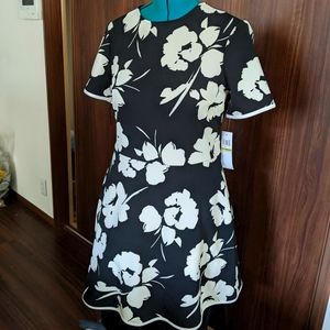NWT Black and White Floral Dress London Times Size 14